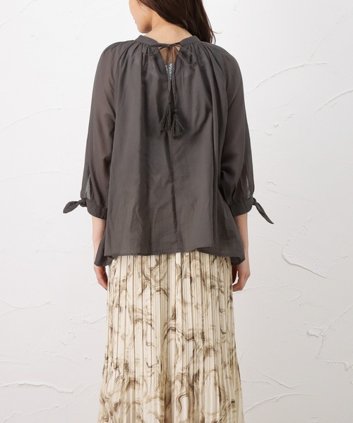 NAVY（ネイビー）の「袖リボン デザイン袖 7分袖ブラウス（シャツ/ブラウス・レディース・ホワイト/グレー/ネイビー・フリー）」の12枚目の写真