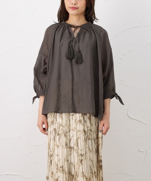 NAVY（ネイビー）の「袖リボン デザイン袖 7分袖ブラウス（シャツ/ブラウス・レディース・ホワイト/グレー/ネイビー・フリー）」の20枚目の写真