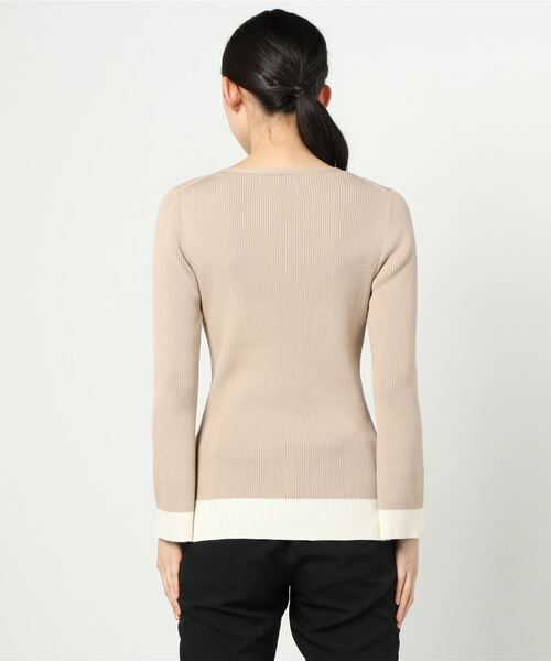 Lilly Lynque（リリーリン）の「LILLY LYNQUE（リリーリン）カラーコンビネーションリブニット（ニット/セーター・レディース・ベージュ/ブルー/イエロー・FREE）」の5枚目の写真