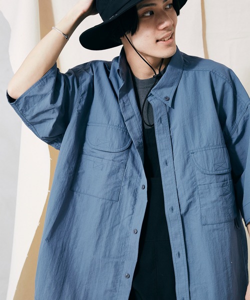 JOURNAL STANDARD relume（ジャーナルスタンダード　レリューム）の「FISH NET FIBER フィッシングシャツ（シャツ/ブラウス・メンズ・ホワイト/ブラック/サックスブルー・MEDIUM/LARGE）」の8枚目の写真