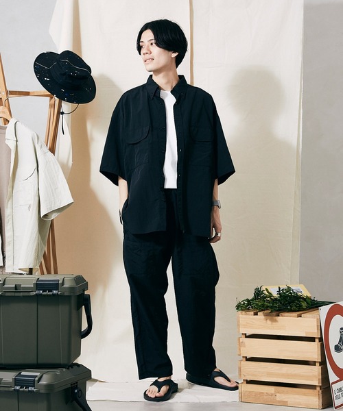 JOURNAL STANDARD relume（ジャーナルスタンダード　レリューム）の「FISH NET FIBER フィッシングシャツ（シャツ/ブラウス・メンズ・ホワイト/ブラック/サックスブルー・MEDIUM/LARGE）」の7枚目の写真