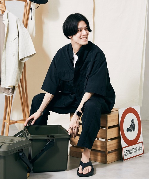 JOURNAL STANDARD relume（ジャーナルスタンダード　レリューム）の「FISH NET FIBER フィッシングシャツ（シャツ/ブラウス・メンズ・ホワイト/ブラック/サックスブルー・MEDIUM/LARGE）」の6枚目の写真