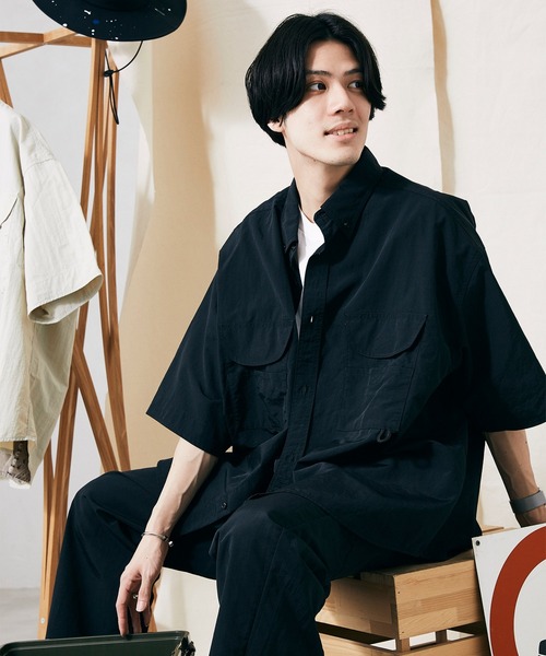 JOURNAL STANDARD relume（ジャーナルスタンダード　レリューム）の「FISH NET FIBER フィッシングシャツ（シャツ/ブラウス・メンズ・ホワイト/ブラック/サックスブルー・MEDIUM/LARGE）」の5枚目の写真