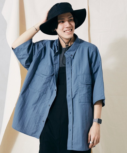 JOURNAL STANDARD relume（ジャーナルスタンダード　レリューム）の「FISH NET FIBER フィッシングシャツ（シャツ/ブラウス・メンズ・ホワイト/ブラック/サックスブルー・MEDIUM/LARGE）」の9枚目の写真