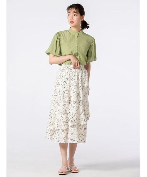 fifth calin（フィフスカラン）の「ノーカラーバルーンスリーブブラウス（シャツ/ブラウス・レディース・イエロー/オレンジ/グリーン・MEDIUM）」の18枚目の写真