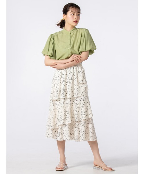 fifth calin（フィフスカラン）の「ノーカラーバルーンスリーブブラウス（シャツ/ブラウス・レディース・イエロー/オレンジ/グリーン・MEDIUM）」の17枚目の写真