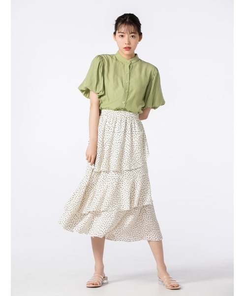 fifth calin（フィフスカラン）の「ノーカラーバルーンスリーブブラウス（シャツ/ブラウス・レディース・イエロー/オレンジ/グリーン・MEDIUM）」の16枚目の写真