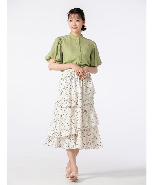 fifth calin（フィフスカラン）の「ノーカラーバルーンスリーブブラウス（シャツ/ブラウス・レディース・イエロー/オレンジ/グリーン・MEDIUM）」の15枚目の写真