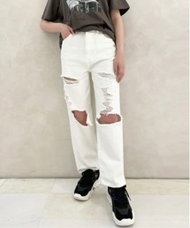 RASVOA | クラッシュダメージストレートデニム(デニムパンツ)