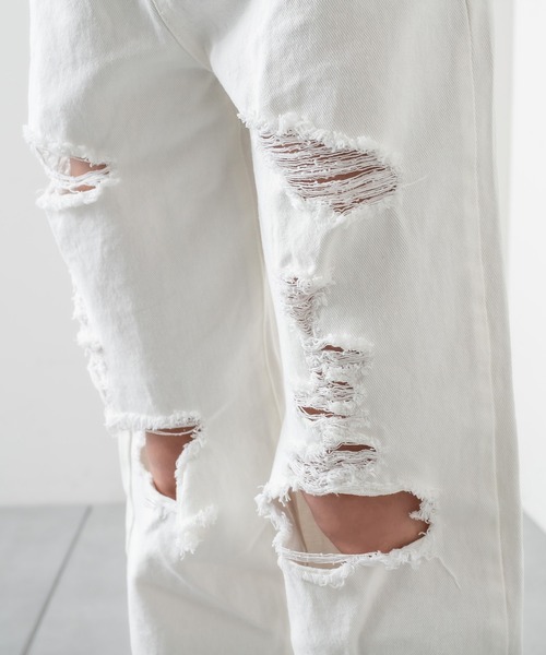 RASVOA（ラスボア）の「クラッシュダメージストレートデニム（デニムパンツ・レディース・オフホワイト/ブルー・S/M）」の18枚目の写真