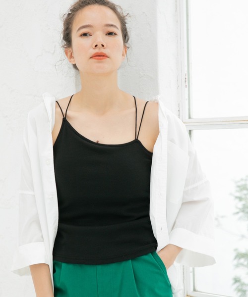 niko and...（ニコアンド）の「カップ付きアシメリブキャミソール（キャミソール・レディース・ライトグレー/モカ/ブラック・SMALL/MEDIUM）」の2枚目の写真