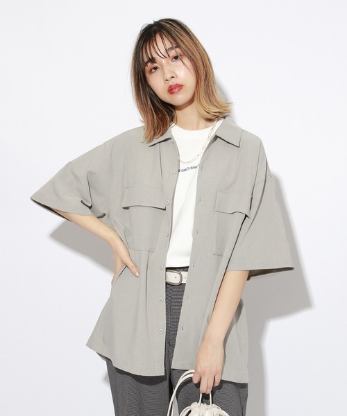 PBLIM（ページボーイリム）の「【PAGEBOYLIM】ワークシャツ（シャツ/ブラウス・レディース・ライトグレー/ブラック・MEDIUM/LARGE）」の3枚目の写真