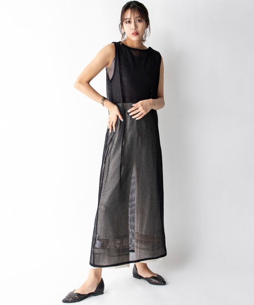 MILLION CARATS（ミリオンカラッツ）の「【STYLE４】前後2WAYメッシュシア―ロングカーデ（ワンピース・レディース・ブラック/ブラウン/ミント・FREE）」の4枚目の写真