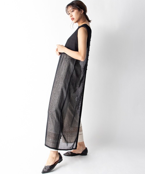 MILLION CARATS（ミリオンカラッツ）の「【STYLE４】前後2WAYメッシュシア―ロングカーデ（ワンピース・レディース・ブラック/ブラウン/ミント・FREE）」の5枚目の写真