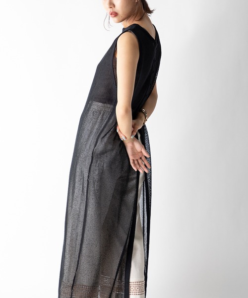 MILLION CARATS（ミリオンカラッツ）の「【STYLE４】前後2WAYメッシュシア―ロングカーデ（ワンピース・レディース・ブラック/ブラウン/ミント・FREE）」の6枚目の写真