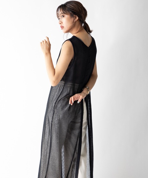MILLION CARATS（ミリオンカラッツ）の「【STYLE４】前後2WAYメッシュシア―ロングカーデ（ワンピース・レディース・ブラック/ブラウン/ミント・FREE）」の7枚目の写真