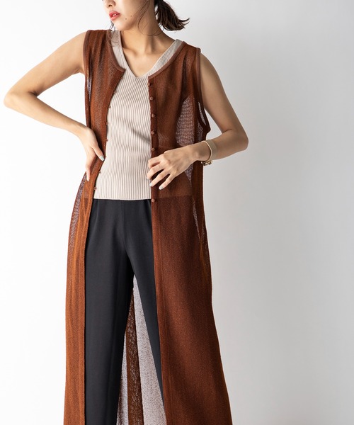 MILLION CARATS（ミリオンカラッツ）の「【STYLE４】前後2WAYメッシュシア―ロングカーデ（ワンピース・レディース・ブラック/ブラウン/ミント・FREE）」の9枚目の写真