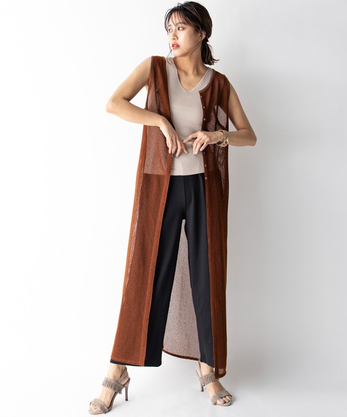 MILLION CARATS（ミリオンカラッツ）の「【STYLE４】前後2WAYメッシュシア―ロングカーデ（ワンピース・レディース・ブラック/ブラウン/ミント・FREE）」の10枚目の写真