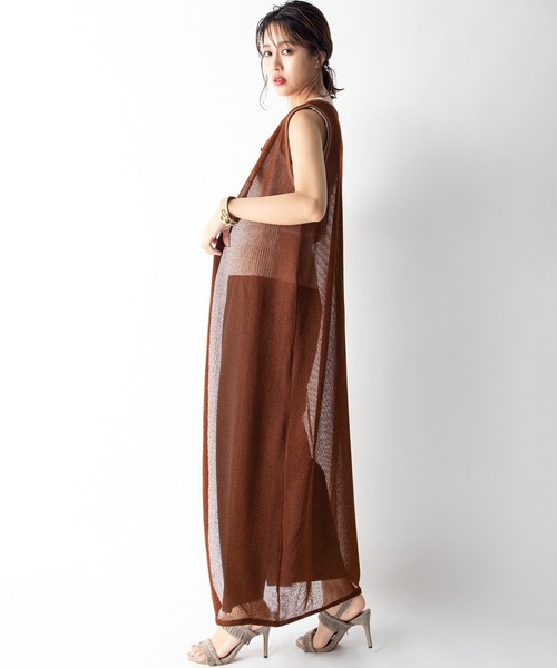 MILLION CARATS（ミリオンカラッツ）の「【STYLE４】前後2WAYメッシュシア―ロングカーデ（ワンピース・レディース・ブラック/ブラウン/ミント・FREE）」の11枚目の写真