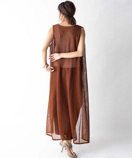 MILLION CARATS（ミリオンカラッツ）の「【STYLE４】前後2WAYメッシュシア―ロングカーデ（ワンピース・レディース・ブラック/ブラウン/ミント・FREE）」の12枚目の写真