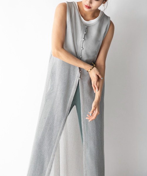 MILLION CARATS（ミリオンカラッツ）の「【STYLE４】前後2WAYメッシュシア―ロングカーデ（ワンピース・レディース・ブラック/ブラウン/ミント・FREE）」の14枚目の写真