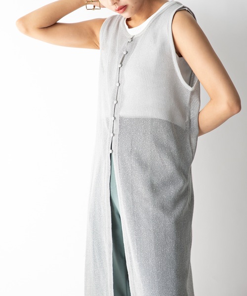 MILLION CARATS（ミリオンカラッツ）の「【STYLE４】前後2WAYメッシュシア―ロングカーデ（ワンピース・レディース・ブラック/ブラウン/ミント・FREE）」の21枚目の写真