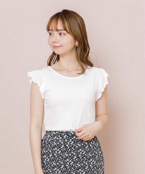 flower（フラワー）の「バタフライフレンチトップ（Tシャツ/カットソー・レディース・ホワイト/ベージュ・FREE）」の14枚目の写真