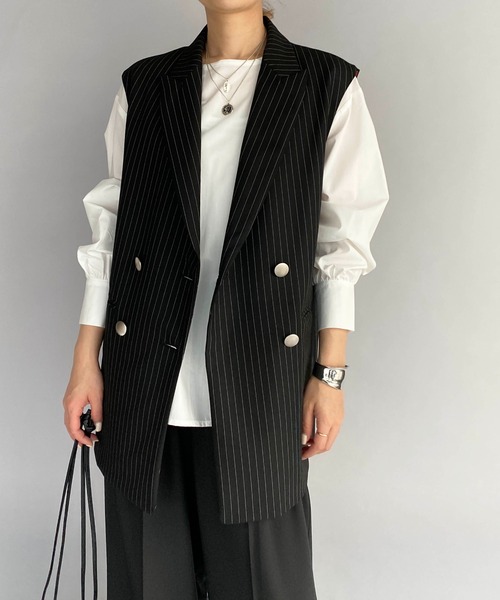 HERENCIA（ヘレンチア）の「ピンストライプダブルベスト（ベスト・レディース・ブラック系その他・M）」の17枚目の写真