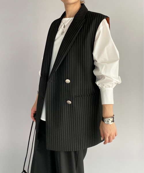 HERENCIA（ヘレンチア）の「ピンストライプダブルベスト（ベスト・レディース・ブラック系その他・M）」の18枚目の写真