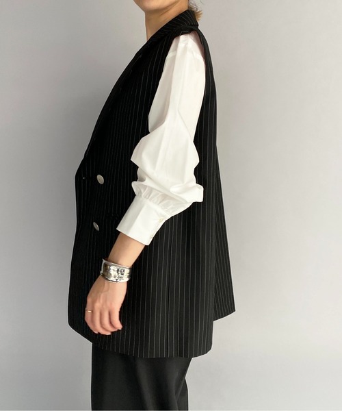 HERENCIA（ヘレンチア）の「ピンストライプダブルベスト（ベスト・レディース・ブラック系その他・M）」の19枚目の写真