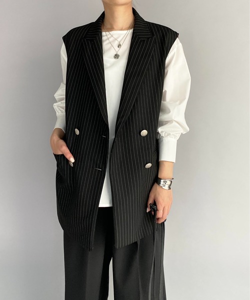 HERENCIA（ヘレンチア）の「ピンストライプダブルベスト（ベスト・レディース・ブラック系その他・M）」の21枚目の写真
