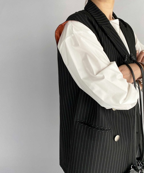 HERENCIA（ヘレンチア）の「ピンストライプダブルベスト（ベスト・レディース・ブラック系その他・M）」の22枚目の写真