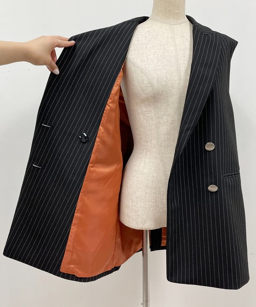 HERENCIA（ヘレンチア）の「ピンストライプダブルベスト（ベスト・レディース・ブラック系その他・M）」の6枚目の写真
