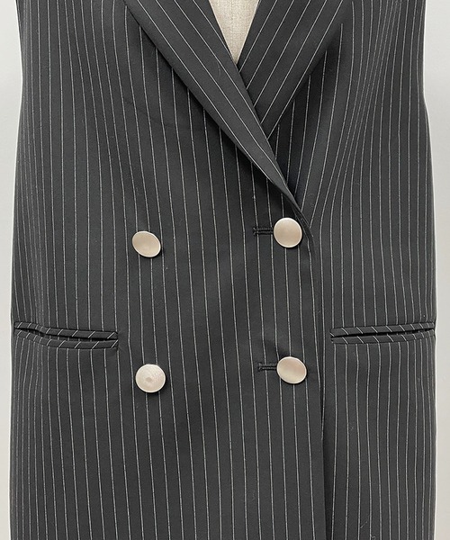 HERENCIA（ヘレンチア）の「ピンストライプダブルベスト（ベスト・レディース・ブラック系その他・M）」の9枚目の写真