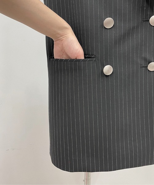 HERENCIA（ヘレンチア）の「ピンストライプダブルベスト（ベスト・レディース・ブラック系その他・M）」の10枚目の写真