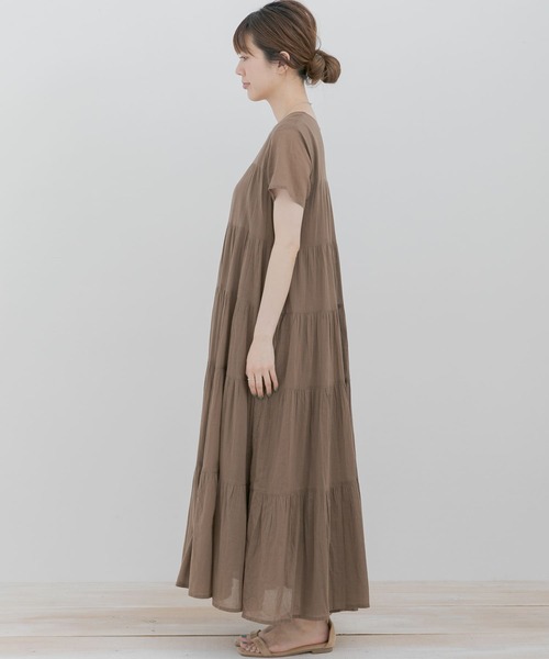 iI URBAN RESEARCH ビッグカラー コットンティアードワンピース iI URBAN RESEARCH ビッグカラー コットンティアードワンピース