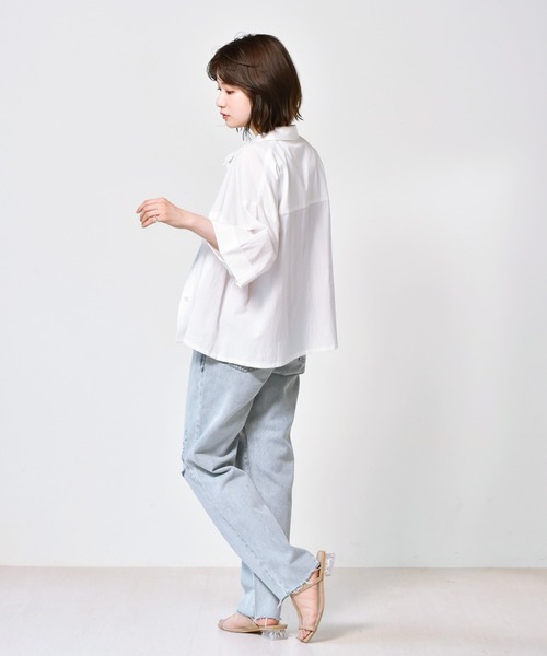 RETRO GIRL（レトロガール）の「ゆる半袖シャツ（シャツ/ブラウス・レディース・レッド/オフホワイト/ブルー・FREE）」の7枚目の写真