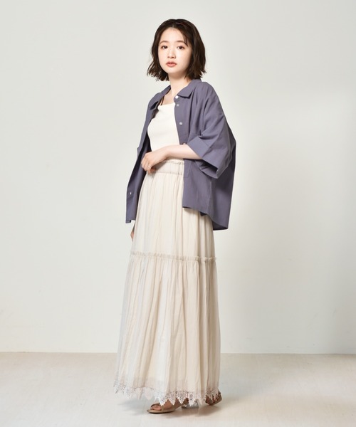 RETRO GIRL（レトロガール）の「ゆる半袖シャツ（シャツ/ブラウス・レディース・レッド/オフホワイト/ブルー・FREE）」の9枚目の写真