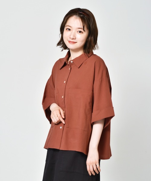 RETRO GIRL（レトロガール）の「ゆる半袖シャツ（シャツ/ブラウス・レディース・レッド/オフホワイト/ブルー・FREE）」の16枚目の写真