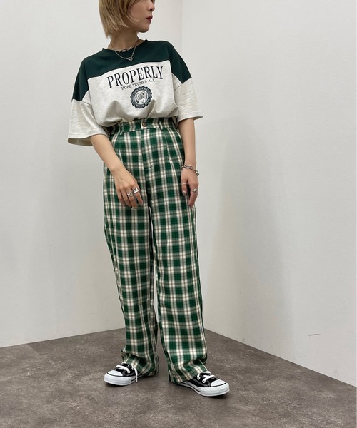 apres jour mignon(アプレジュールミニョン)の「チェックストレートパンツ【ZOZOTOWN限定アイテム】(その他パンツ・レディース・オレンジ系その他/グリーン系その他/ブラック系その他・X-LARGE/SMALL/MEDIUM)」の5枚目の写真
