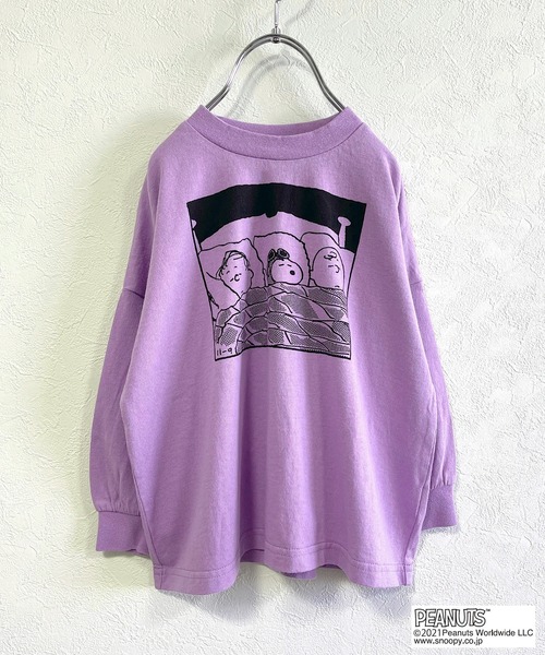 BIG FIELD（ビッグフィールド）の「【PEANUTS】スヌーピーソデリブロンT（80～150cm）（Tシャツ/カットソー・キッズ・パープル/イエロー/アイボリー・90/100/110/120/80/130/95/140/150）」の3枚目の写真