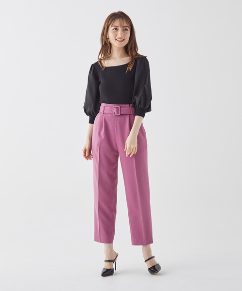 BE RADIANCE（ビーラディエンス）の「ベルト付タックパンツ（その他パンツ・レディース・グレー/ピンク/ブラウン/ブルー・FREE）」の6枚目の写真