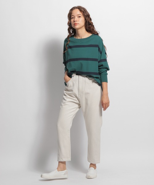 niko and...（ニコアンド）の「[DIRECTION LINE]ボーダービッグロンT（Tシャツ/カットソー・レディース・グリーン/レッド・FREE）」の11枚目の写真