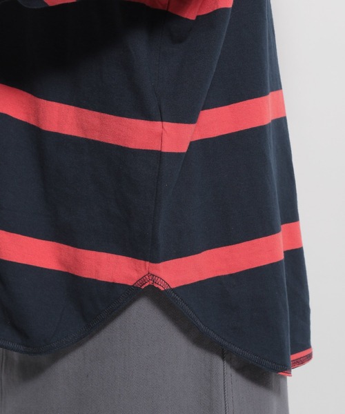 niko and...（ニコアンド）の「[DIRECTION LINE]ボーダービッグロンT（Tシャツ/カットソー・レディース・グリーン/レッド・FREE）」の5枚目の写真