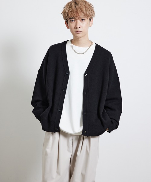 JUNRED（ジュンレッド）の「【ルーズシルエット】BIGカーディガン（カーディガン/ボレロ・メンズ・チャコールグレー/ブラック/ライトグレー・S/M/L）」の2枚目の写真
