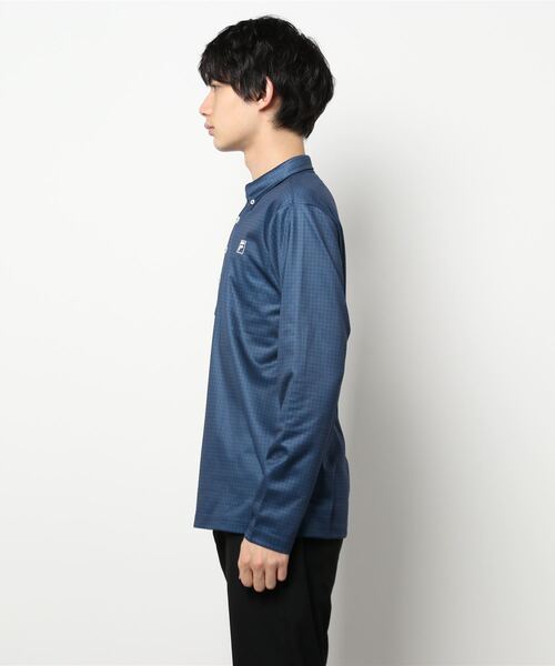 FILA(フィラ)の「【FILA GOLF/フィラゴルフ】ワンポイントロゴ 千鳥柄 裏起毛 長袖ポロシャツ/UVカット/保温(ポロシャツ・メンズ・ホワイト/ネイビー・M/LL/3L/L)」の4枚目の写真