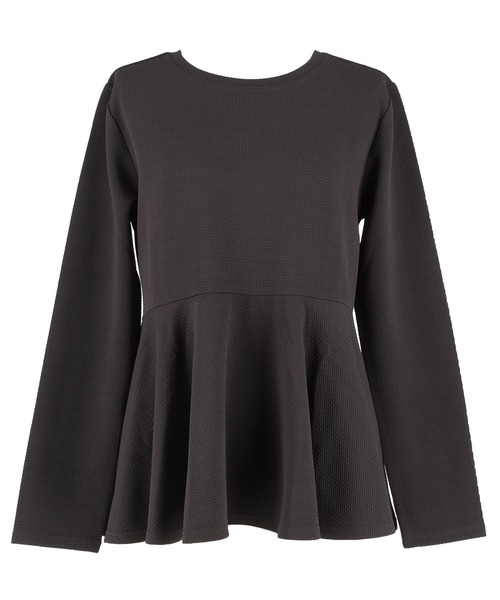 エンボス加工裾フレアトップス（Tシャツ/カットソー）｜coca（coca