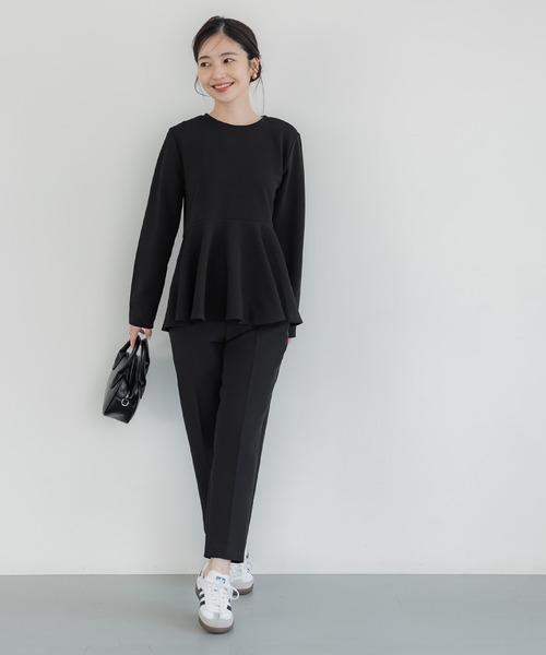 エンボス加工裾フレアトップス（Tシャツ/カットソー）｜coca（coca