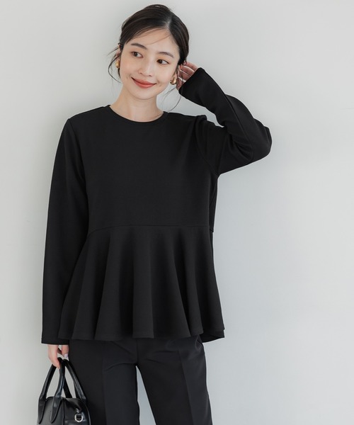 coca（coca）（コカ）の「＼お気に入り2万越え・再入荷／エンボス加工裾フレアトップス（Tシャツ/カットソー・レディース・ブラック/ライトグレー/ライトベージュ/グレー/ブラウン/ラベンダー/ネイビー・M/L/S）」の20枚目の写真