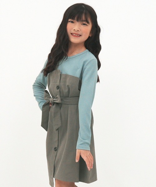 Bee des Bee（ビーデスビー）の「ドッキングトレンチワンピース（ワンピース・キッズ・ブラウン系その他/ブルー系その他/チャコールグレー×ブラック/ブルー系その他2/ブラック×ベージュ/ブラック系その他/ホワイト/杢グレー/アイボリー/グレイッシュベージュ/ピンクベージュ・110cm/100cm/120cm/130cm/140cm/150cm）」の15枚目の写真